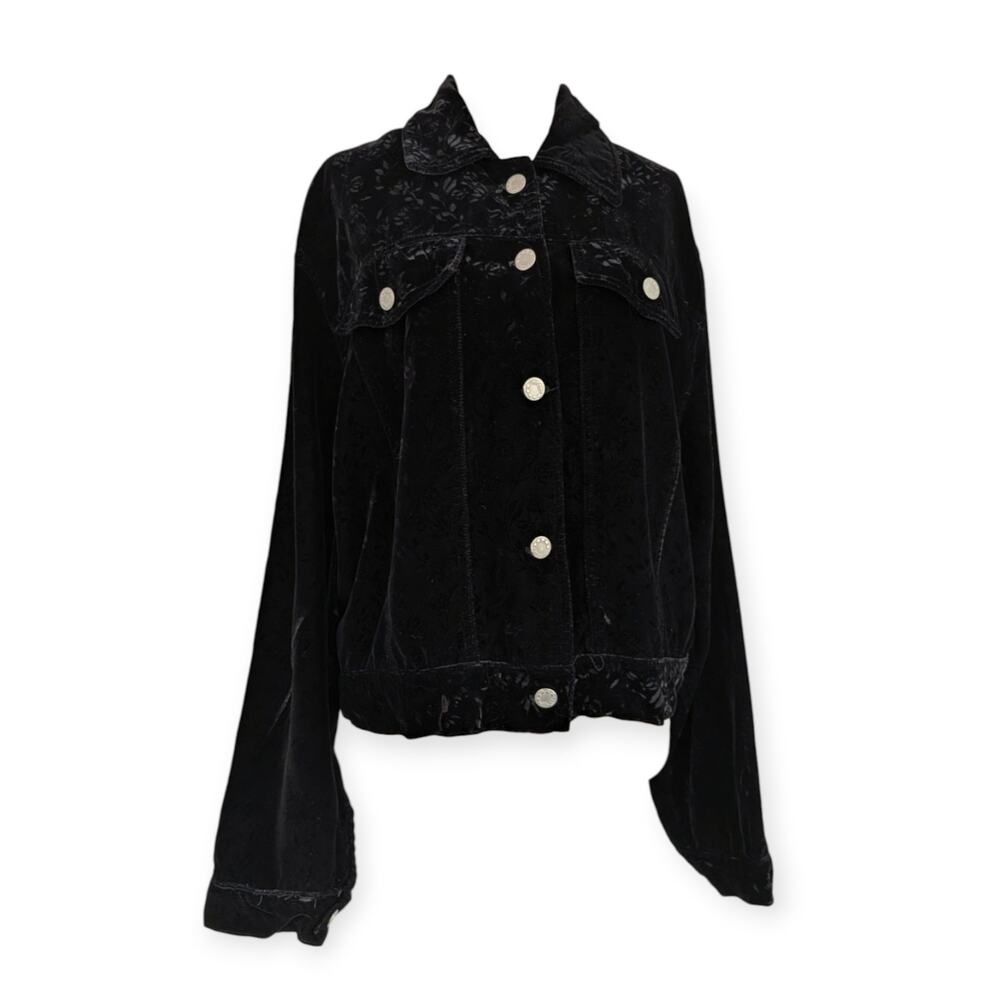 80s 90s Romantic Black Embossed Jacket